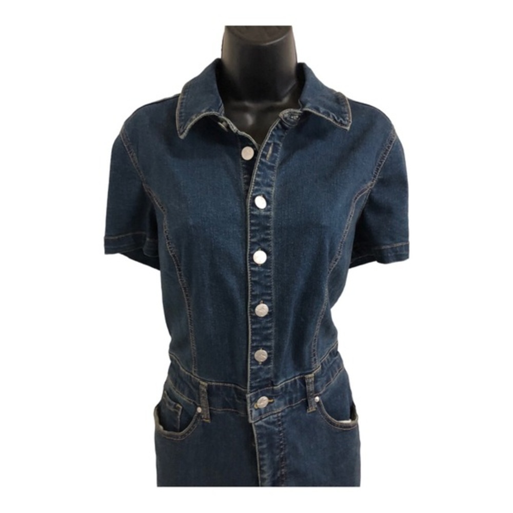 Jessica Simpson blue denim flare leg Cammie ventura denim Jumpsuit size 5 new - Picture 5 of 16